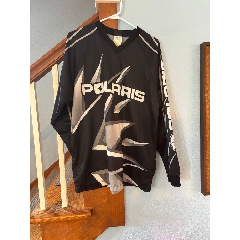 Vintage pure Polaris Motocross Racing Jersey black geometric large
